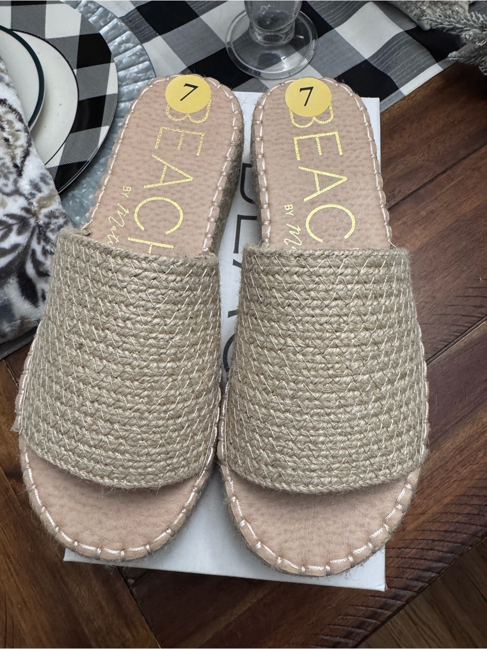 Women’s Beach by Matisse Natural Woven Slide Platform Sandals - Size 7
